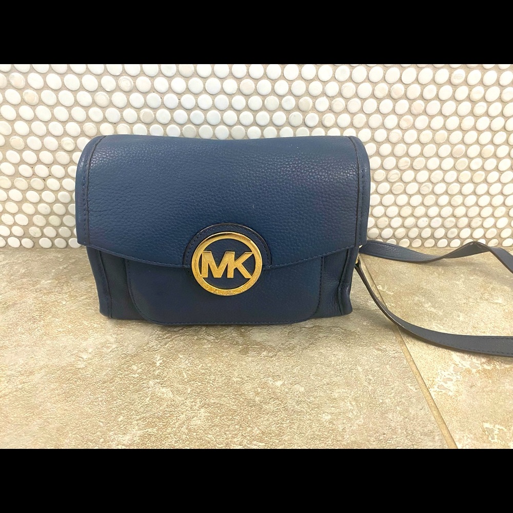 Michael Kors Navy Blue Leather Crossbody Purse